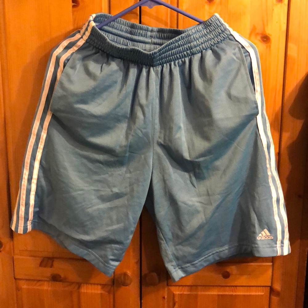 Adidas light blue shorts size s has pockets